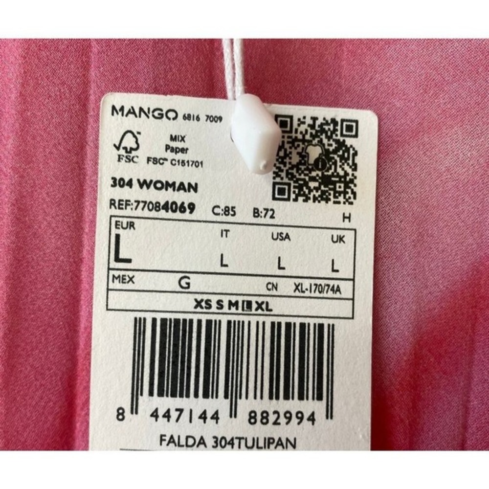 Mango MNG Falda Tulipan Italy Accordion Midi Skirt Size L Ombre Pink Pleated NWT - Picture 7 of 12